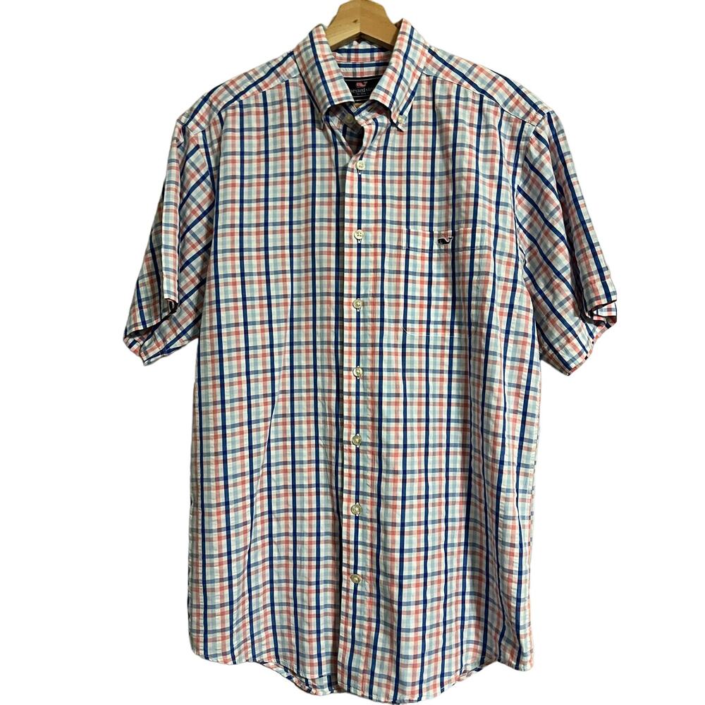 Vineyard Vines Tucker Shirt Pink Blue Plaid Med